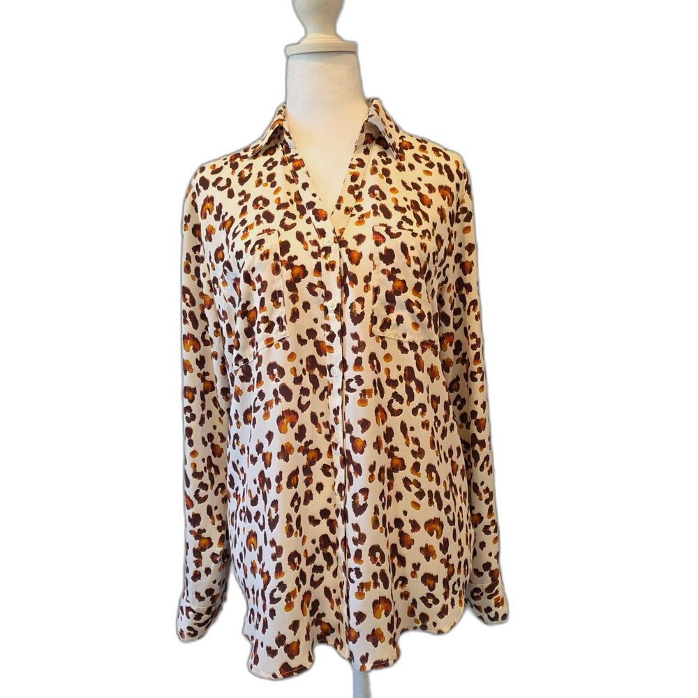 Maurices Leopard Print Blouse MD Animal Print Office Siren Mob Wife Glam